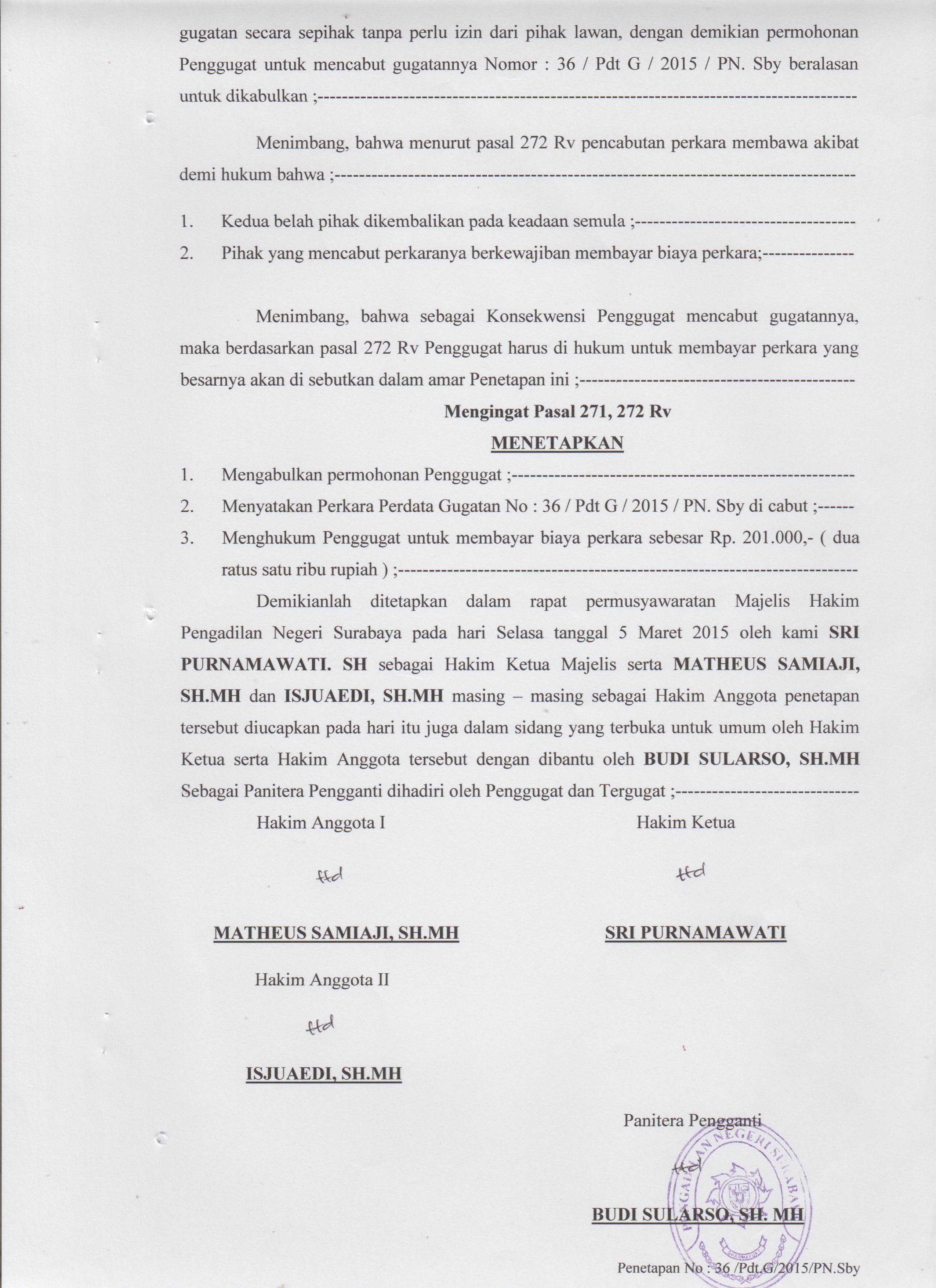 Salinan Putusan Pengadilan Negeri Surabaya Hendro Kusumo