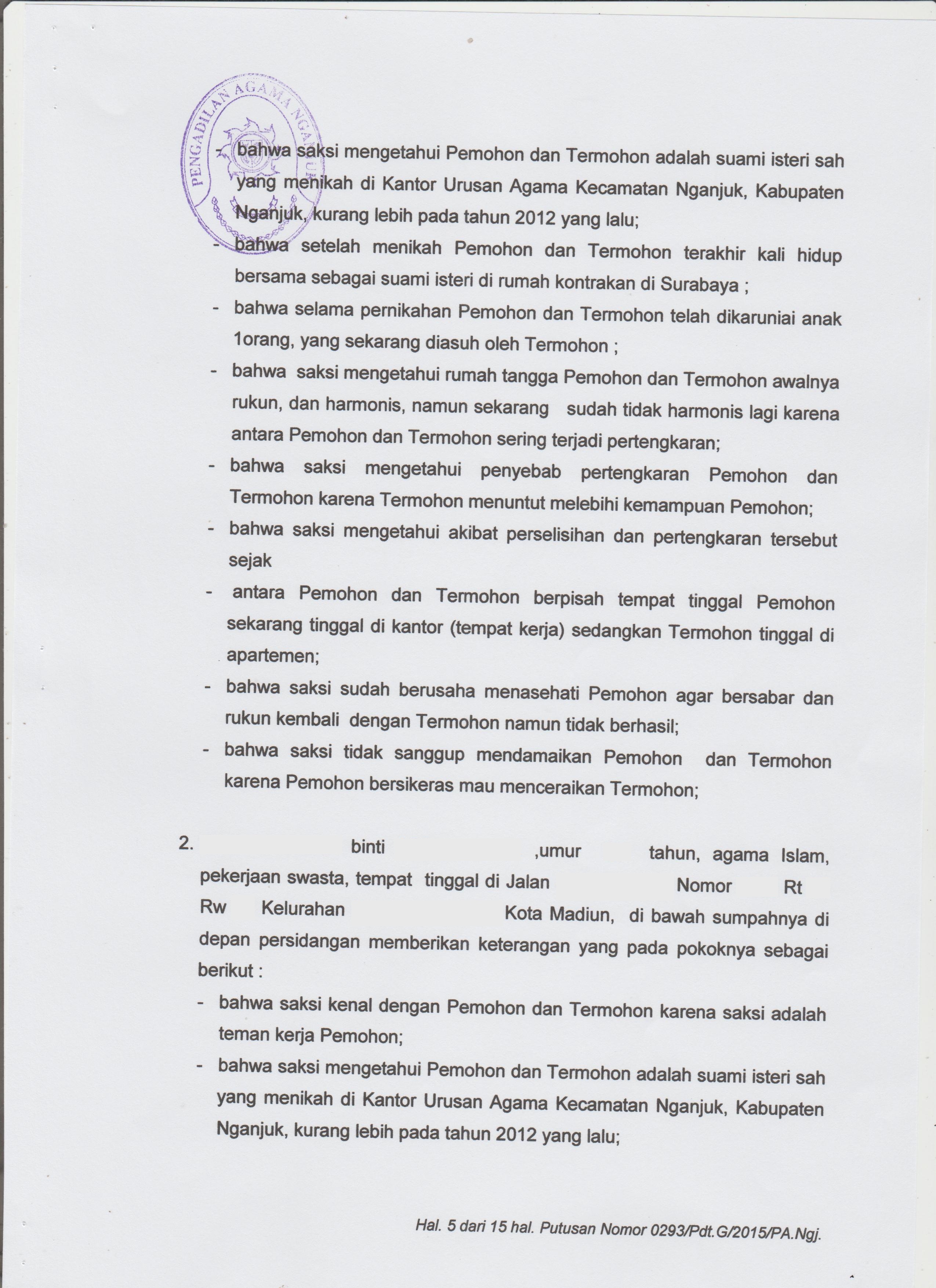 Salinan Putusan Pengadilan Agama Nganjuk Jawa Timur