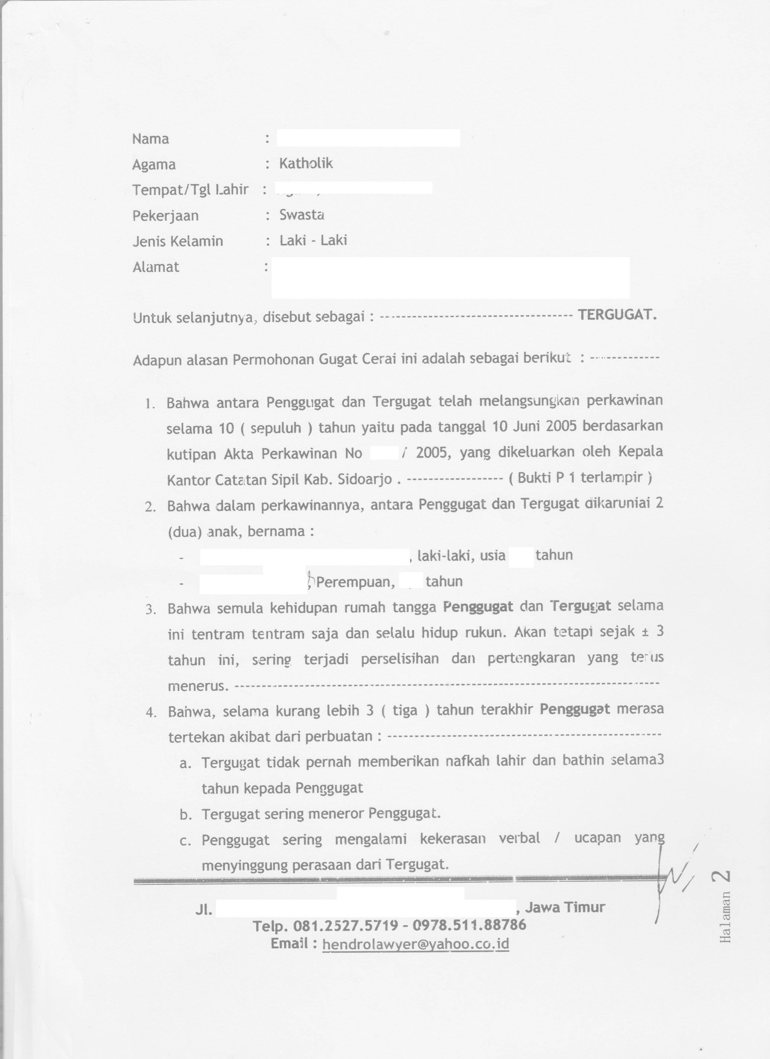 Surat Pernyataan Hak Wali Asuh Anak Documents  Kotasurat.com